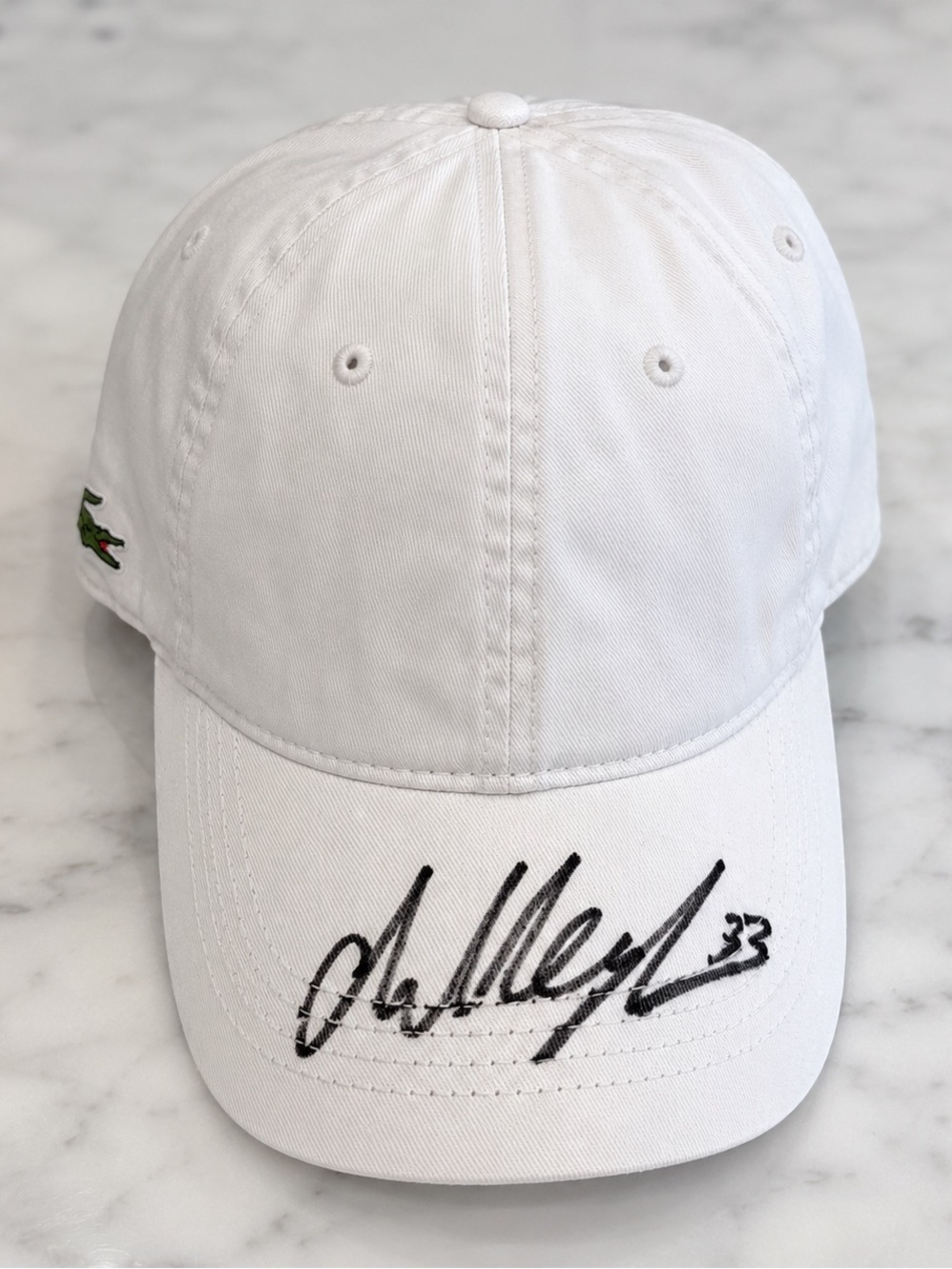 Lacoste White Baseball Cap with authentic signature by Tennis Daniil Medvedev 🎾